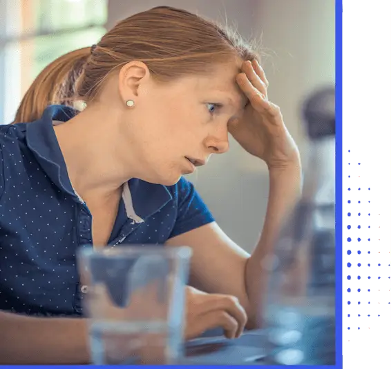 Frustrated female small business owner that doesn't have time to manage their own website. Glass Web Services